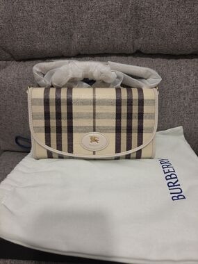 Burberry Beige Check Leather Crossbody Bag